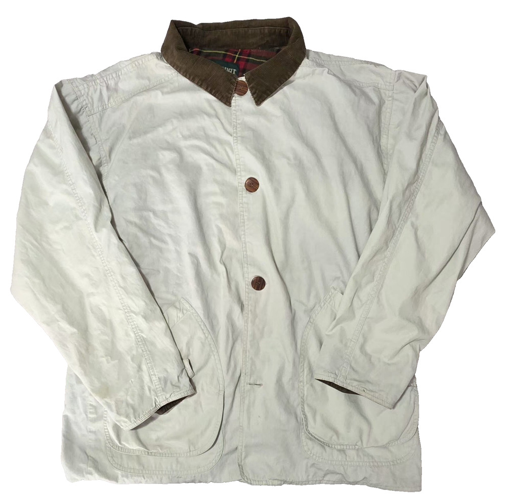 Vintage American Eagle Outfitters Barn Jacket XL Tan Canvas Plaid Lined Corduroy